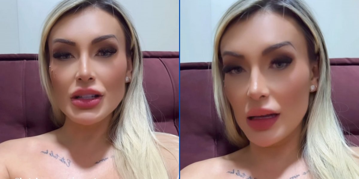 Andressa Urach no momento do pronunciamento