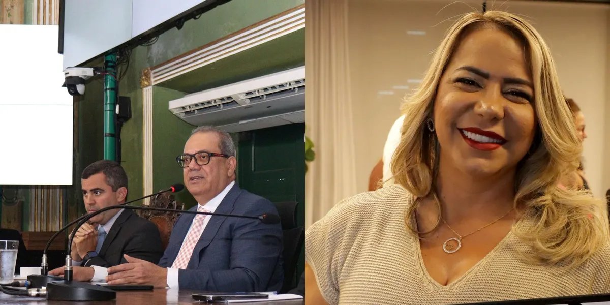 Presidente da Câmara Municipal, Carlos Muniz, e a vereadora Débora Santana