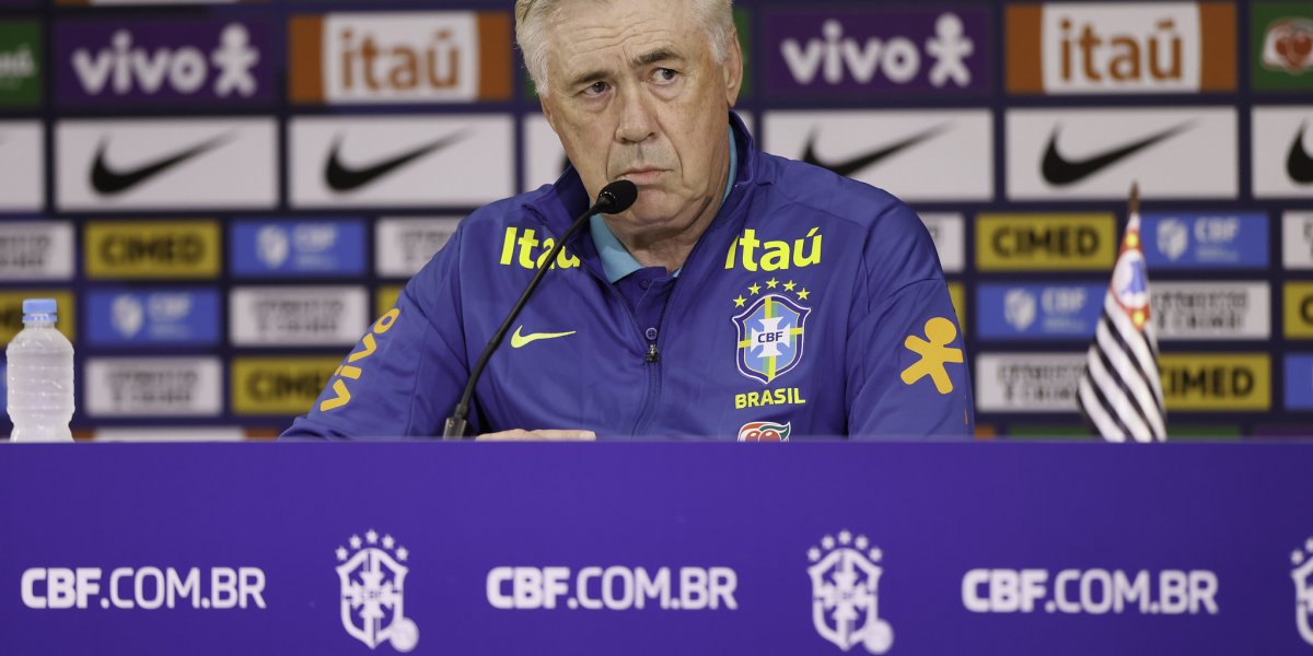 Carlo Ancelotti em coletiva pelo Brasil