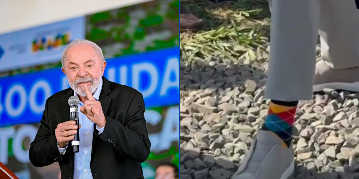 Lula, presidente da República, usou uma meia colorida para alfinetar Bolsonaro