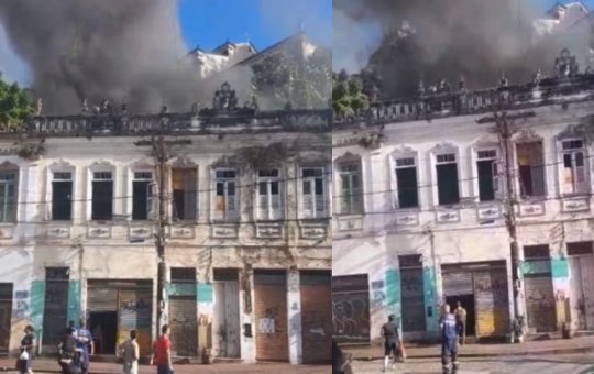 Incêndio atinge casarão na Baixa dos Sapateiros, em Salvador