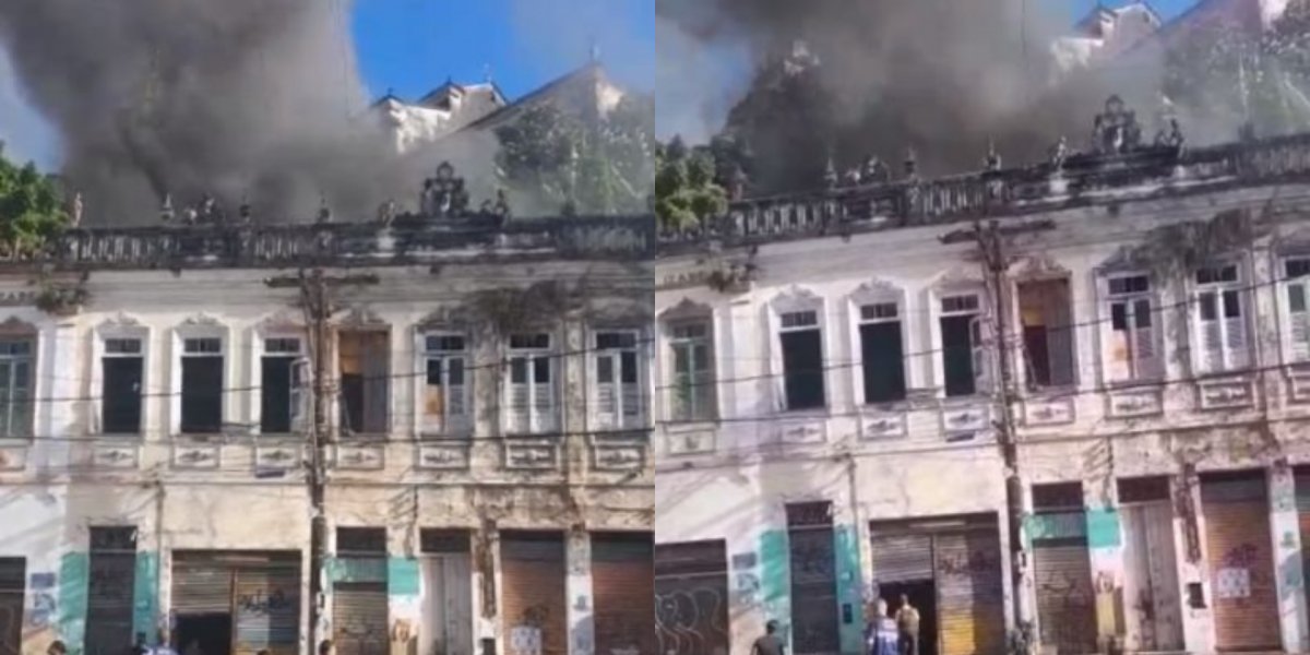 Incêndio atinge casarão na Baixa dos Sapateiros, em Salvador