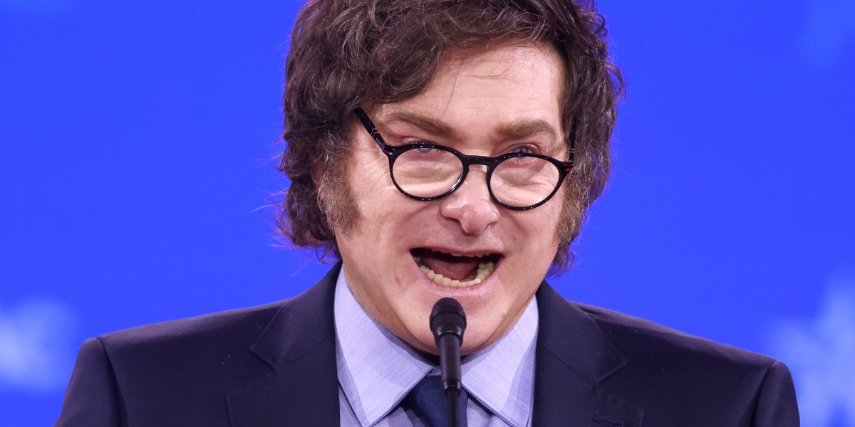 Javier Milei, discursando na Conferência de Ação Política Conservadora (CPAC) de 2025