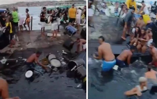 Embarcação naufraga durante show de banda de pagode na Ribeira