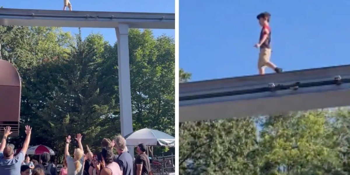 Criança se perde dos pais e é flagrada andando em trilhos suspensos de parque dos EUA