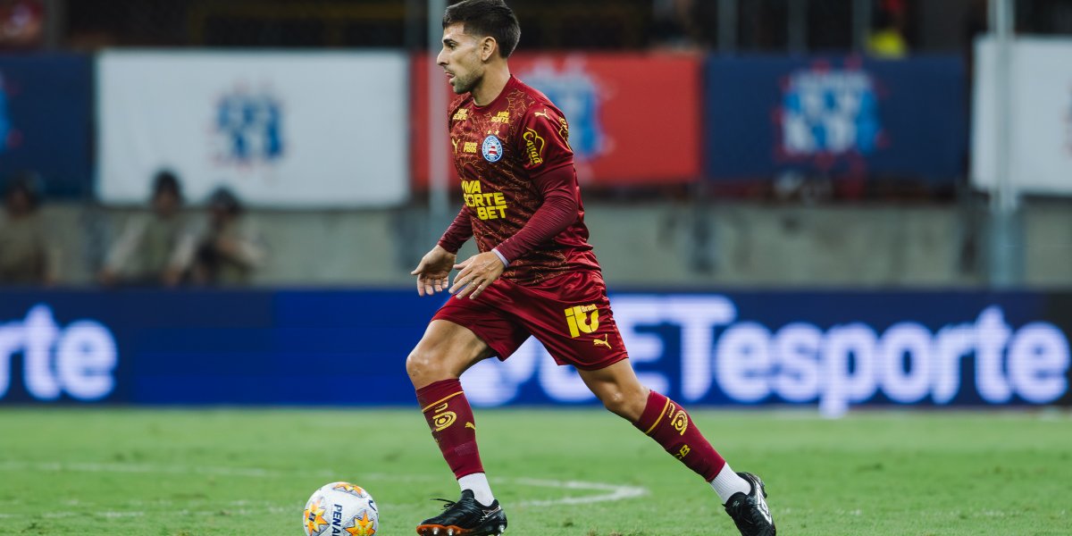 Nicolas Acevedo, volante do Bahia, na partida contra o Ceará, na semifinal da Copa do Nordeste