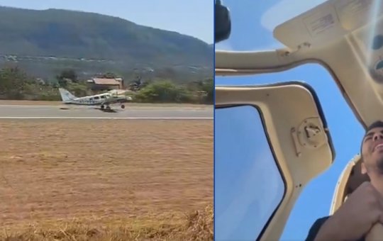 Avião que transportava deputado faz pouso forçado; Passageiro registra o momento de tensão