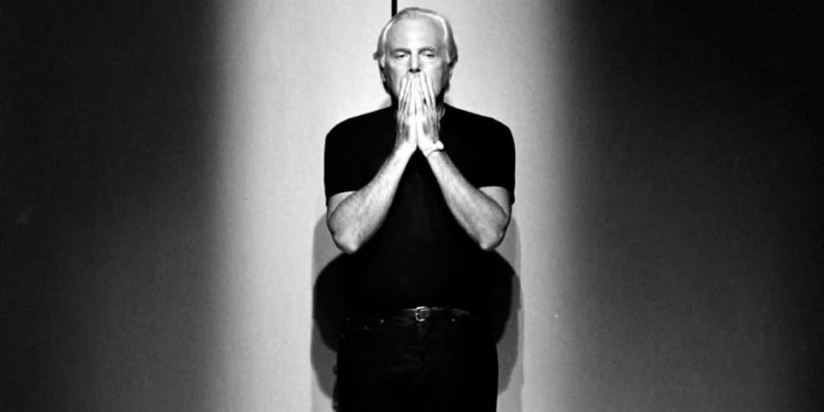 Giorgio Armani em um de seus desfiles