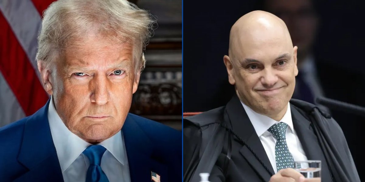 Donald Trump, presidente dos EUA, e Alexandre de Moraes, ministro do STF