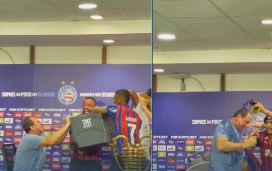 Bahia é penta! Elenco surpreende Rogério Ceni em coletiva pós título
