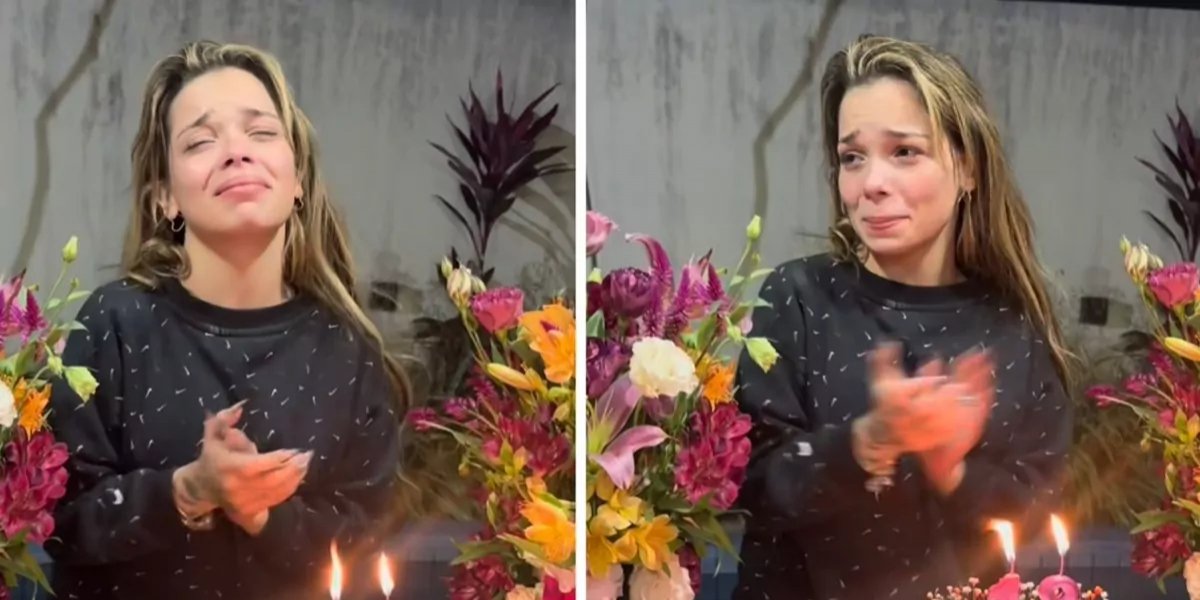 Kamylinha chorando em gravação 