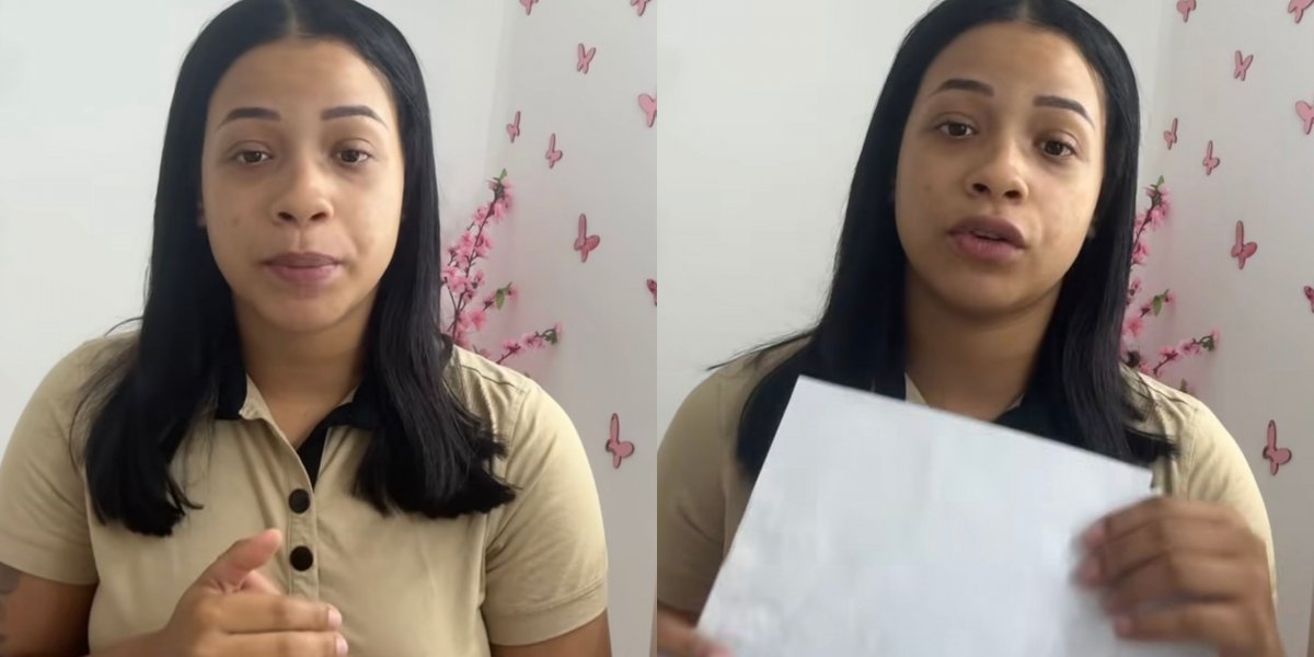 Influenciadora no momento em que ela grava vídeo explicando a situação