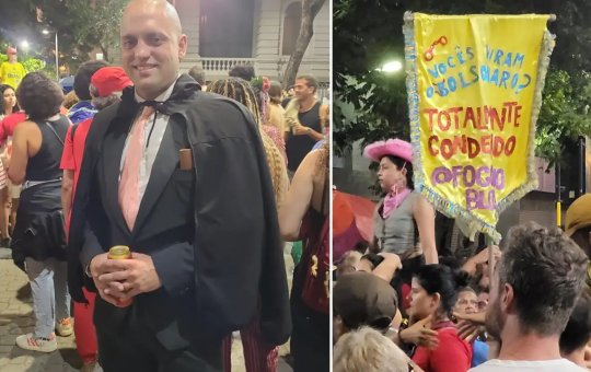 Bloco de carnaval comemora condenação de Bolsonaro no Rio de Janeiro
