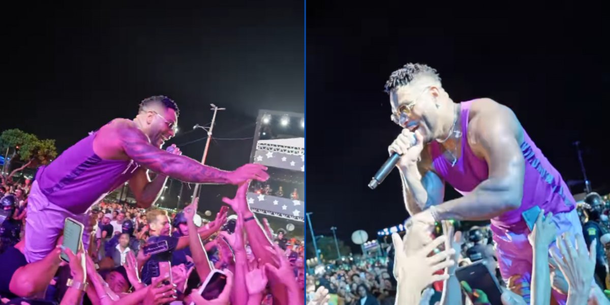 Tony Salles na plateia momentos antes de perder a corrente que usava no pescoço