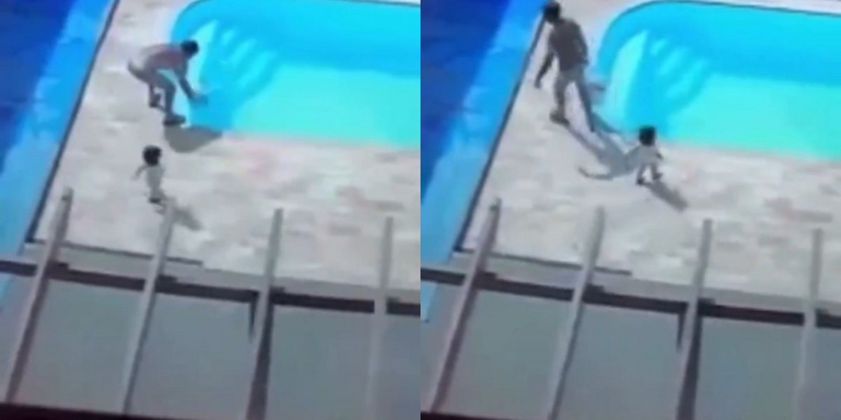 Bebê de 1 ano cai na piscina e é salva pelo pai em Minas Gerais