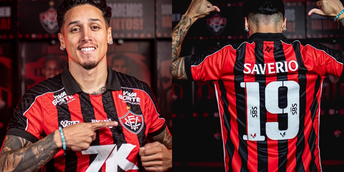 Kike Saverio com a camisa do Vitória