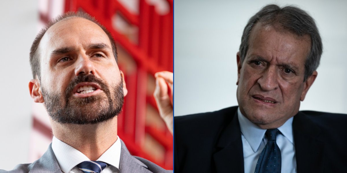 O deputado federal Eduardo Bolsonaro, filho de Jair Bolsonaro, e Valdemar da Costa Neto, presidente do Partido Liberal (PL)