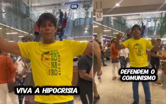 Homem com camisa em apoio a Bolsonaro é vaiado e retirado de shopping em Salvador durante protesto