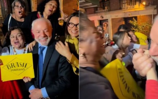 Com gritos de “Brasil soberano”, Lula é recebido por apoiadores nos EUA