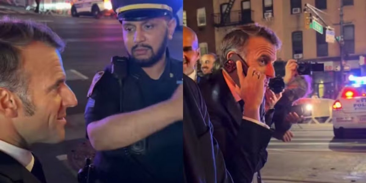 Emmanuel Macron é barrado em rua de Nova York por comitiva de Trump e liga para presidente dos EUA