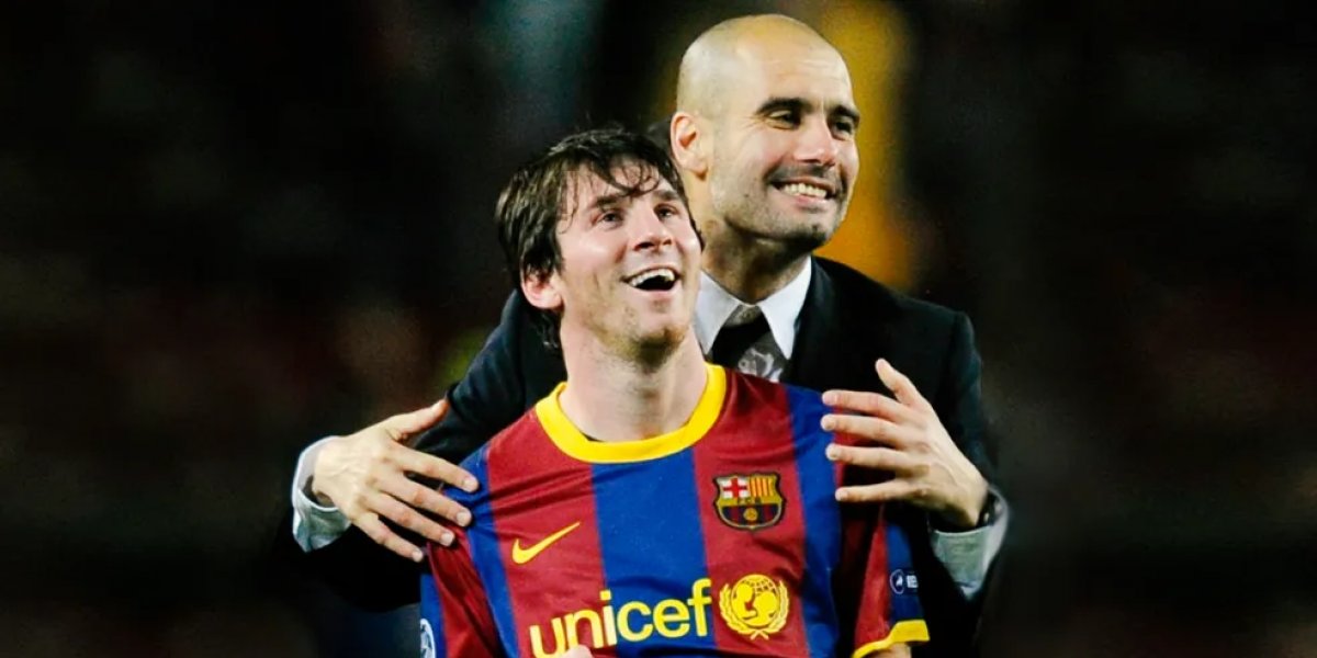 Messi e Guardiola em época de Barcelona