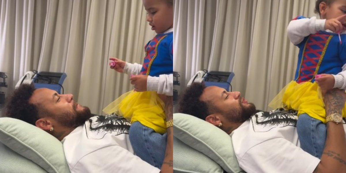 Papai do ano: Mesmo se recuperando de lesão, Neymar aparece brincando com sua filha Mavie
