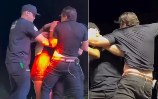 Natanzinho Lima é agarrado, mordido e tem roupas rasgadas por fã que invadiu o palco