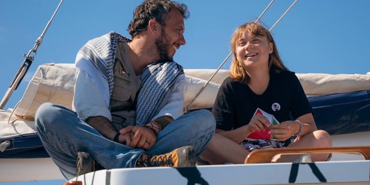 O brasileiro Thiago Ávila ao lado da ativista sueca Greta Thunberg