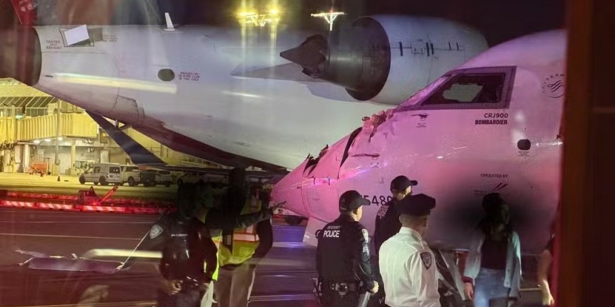 Aviões colidem durante manobra no Aeroporto LaGuardia, em Nova York; comissária fica ferida