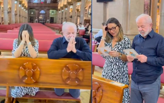 Após falha no motor em avião da FAB, Lula e Janja rezam em igreja de Belém