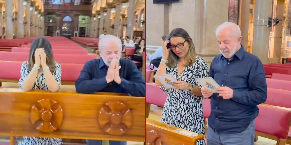 Lula e Janja rezam em igreja de Belém