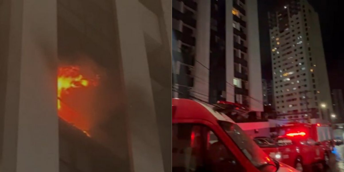 Incêndio atinge prédio no bairro da Pituba e mobiliza Corpo de Bombeiros