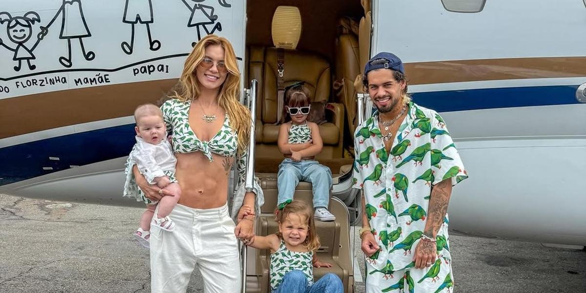 Virgínia e Zé Felipe junto com os três filhos
