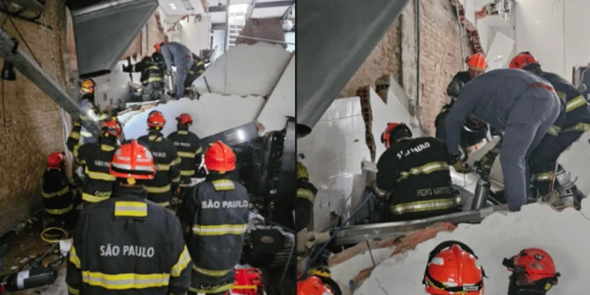 Corpo de Bombeiros no local da explosão