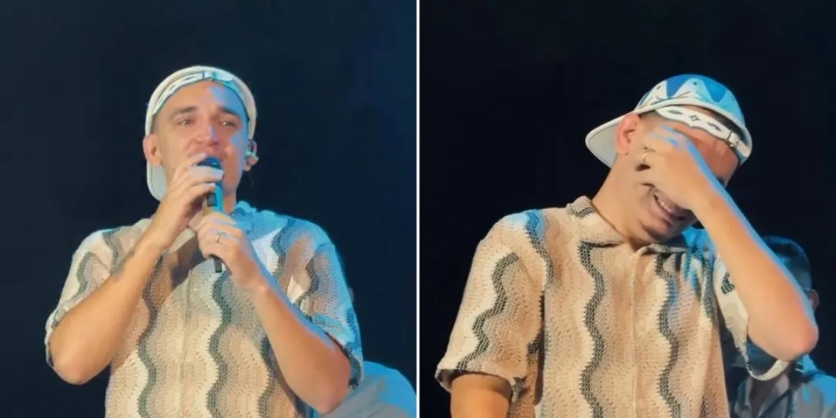 João Gomes emocionado durante o show