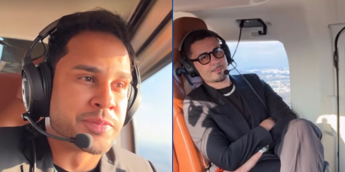 Lucas Guimarães e Carlinhos Maia vão juntos de helicoptéro ao casamento de Mari Fernandez