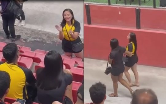 Mulher flagra traição durante jogo do Sport e vai embora do estádio com a amante do companheiro
