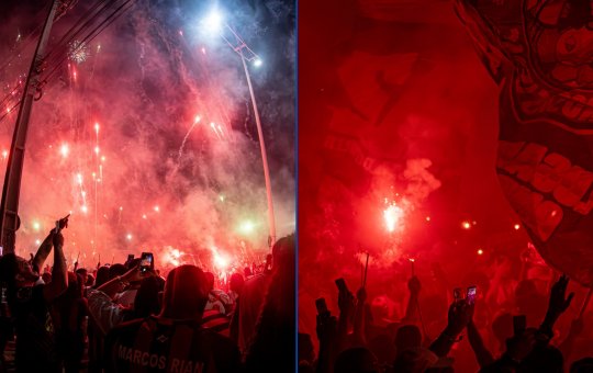 Veja como foi a recepção da torcida do Vitória para o famoso 'Corredor Rubro-Negro'