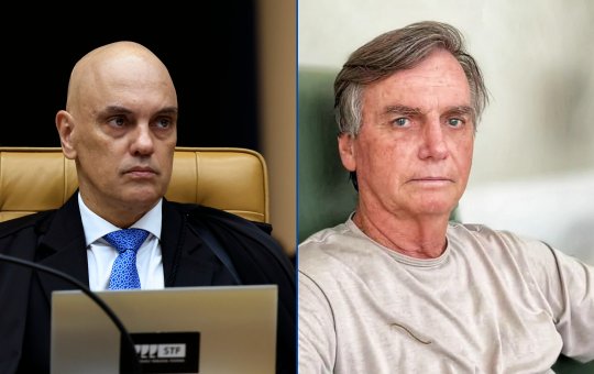 O ministro Alexandre de Morais e o ex-presidente Jair Messias Bolsonaro