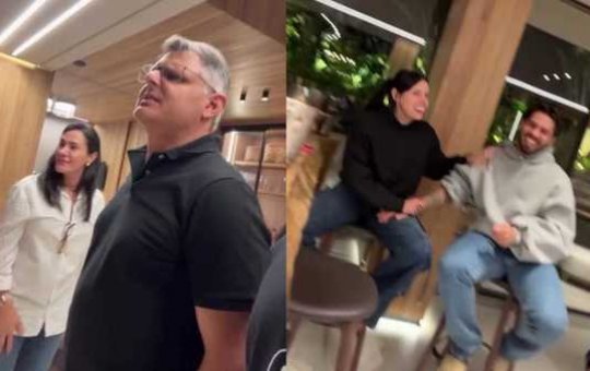 Ana Castela e Zé Felipe trocam carinhos durante confraternização e recebem bronca bem-humorada do pai da cantora