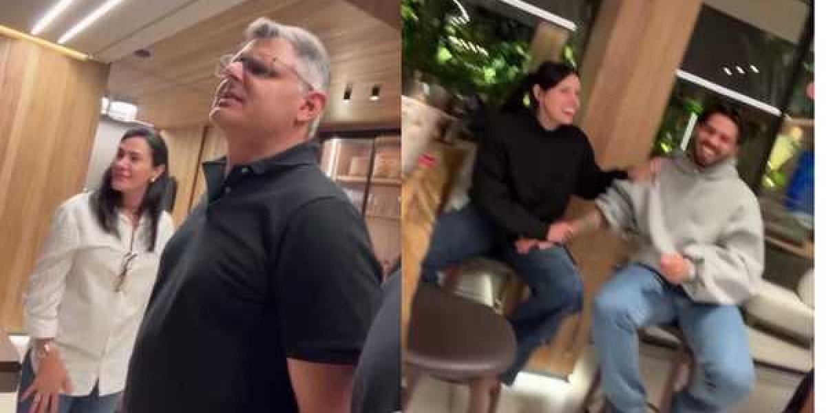 Ana Castela e Zé Felipe trocam carinhos durante confraternização e recebem bronca bem-humorada do pai da cantora