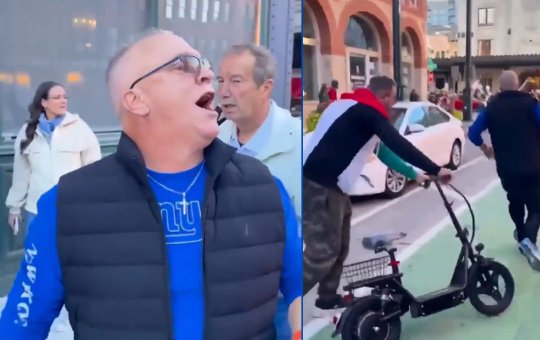 Apoiador de Trump reage a protesto contra o governo norte-americano e entra em confusão com manifestantes 