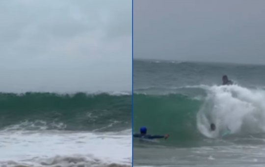 Porto da Barra aparece com grandes ondas e chama atenção dos baianos