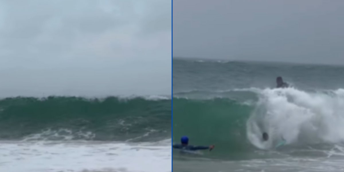 Porto da Barra aparece com grandes ondas e chama atenção dos baianos
