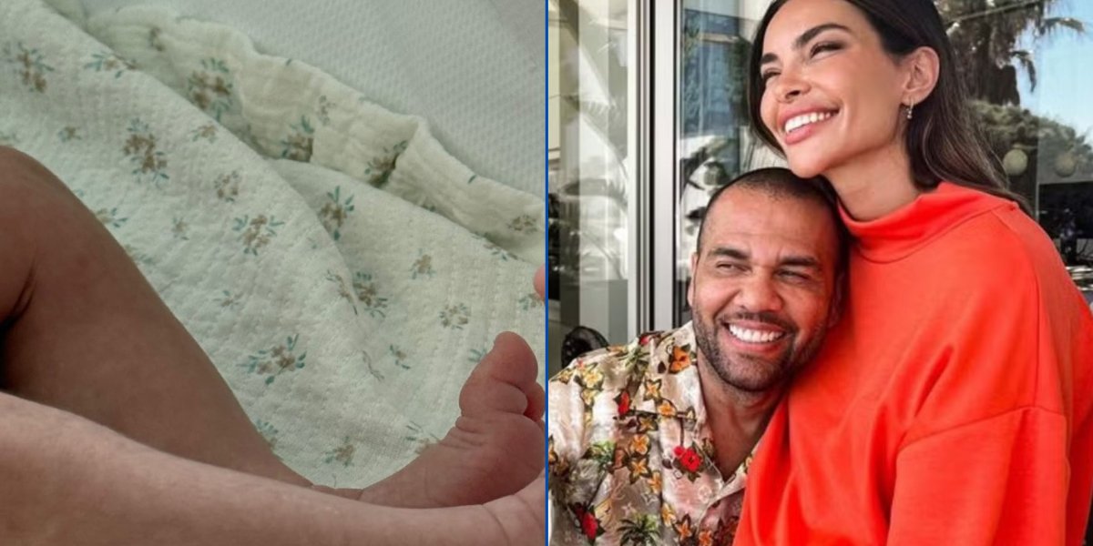 Filho de Daniel Aves e Daniel Alves junto a Joana Sanz