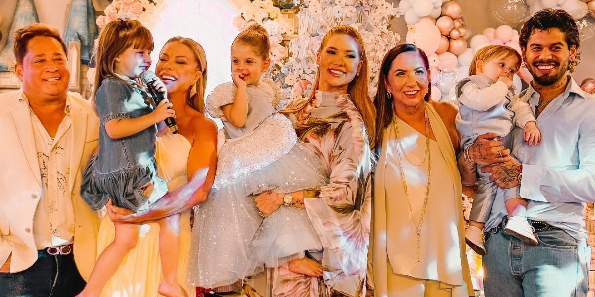 Família de Zé Felipe e Virgínia na comemoração do aniversário de Maria Flor