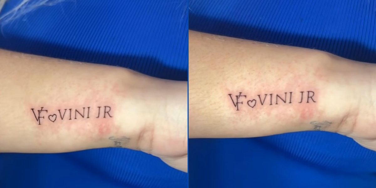 Fã tatua nome de Virgínia e de Vini Jr.