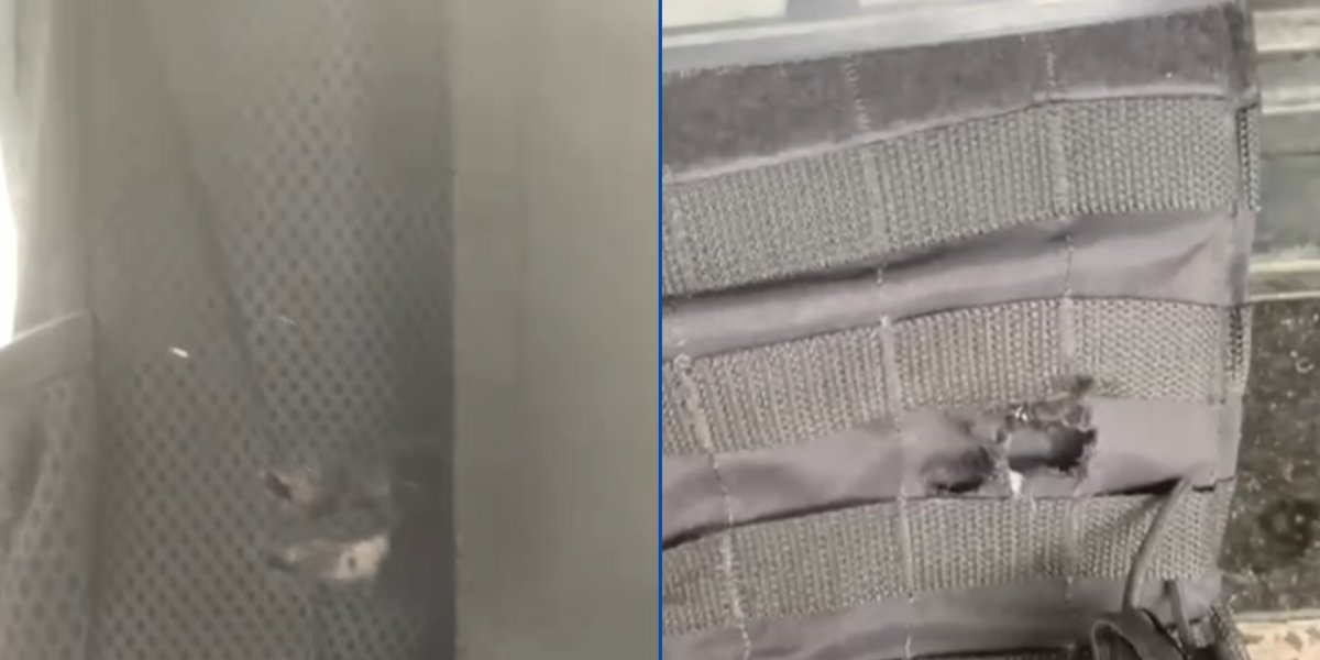 Mochila e colete a prova de balas amorteceram o impacto do disparo contra o policial