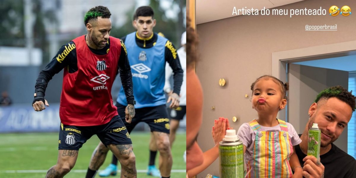 Neymar em treino e junto a sua filha Mavie
