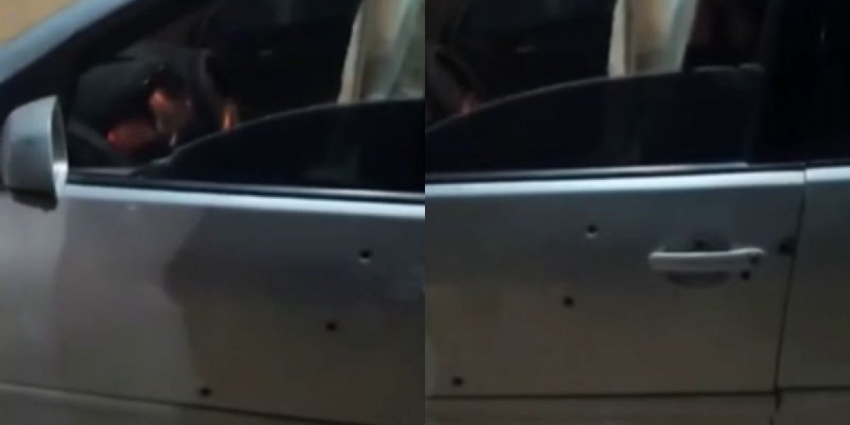 Carro perfurado de balas